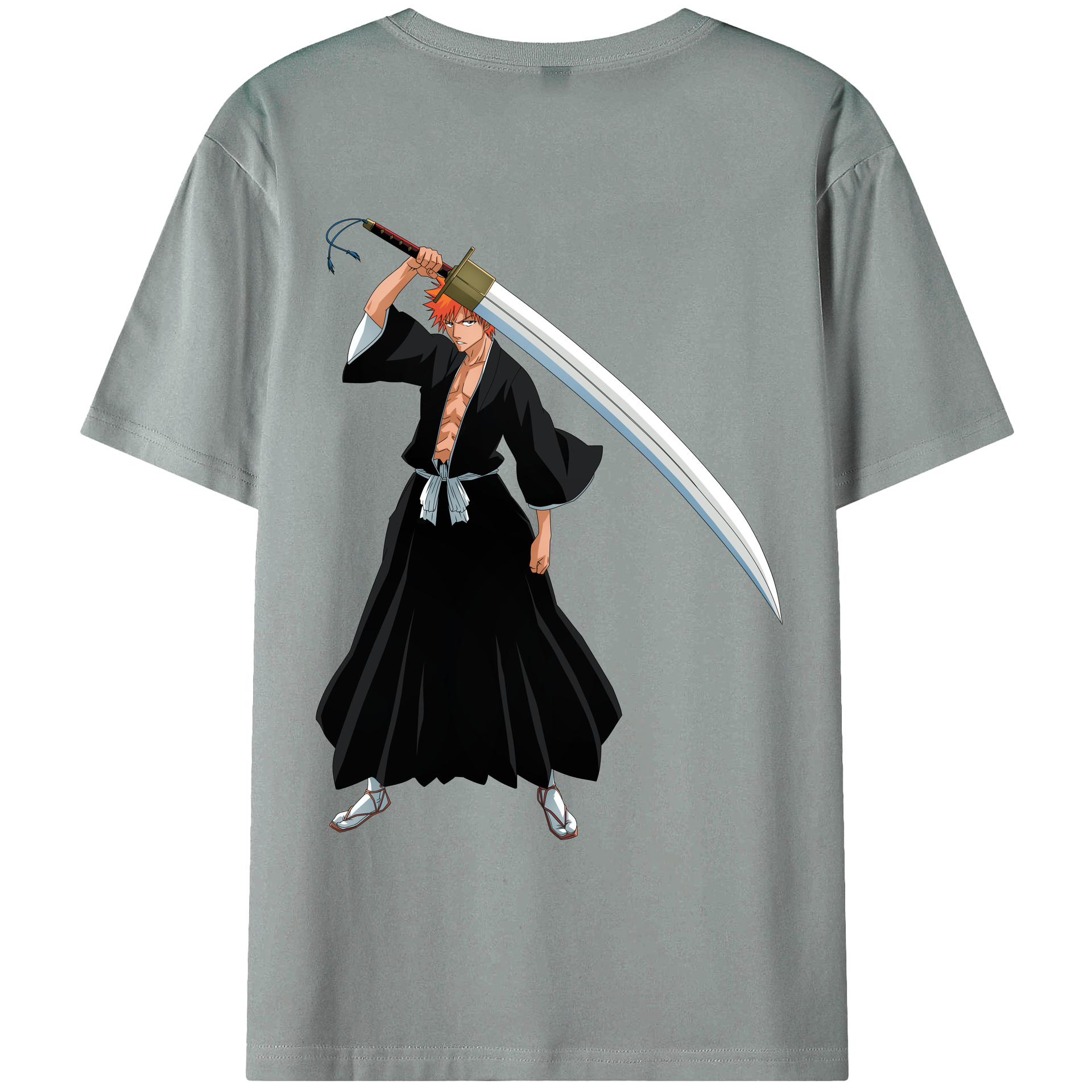 （画像用） ブリーチ 黒崎一護（くろさき いちご）BLEACH Kurosaki Ichigo 綿100％ メンズ半袖Tシャツ（バックプリント） 通気性